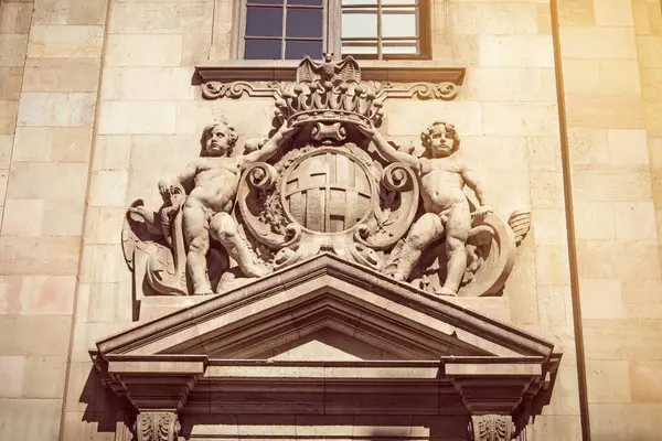 stock image Detail of Post and Telegraph building in Barcelona, Catalonia, Spain