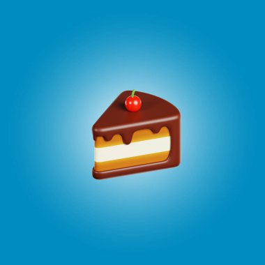 Cake Piece 3d Food Illustration