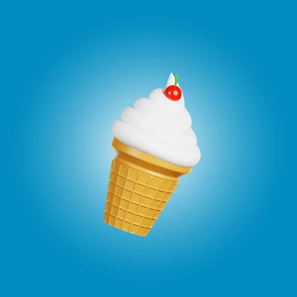 Vanilla Ice Cream 3d Food Illustration
