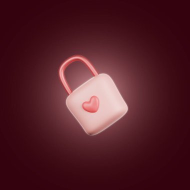 valentine couple love lock 3d Illustration
