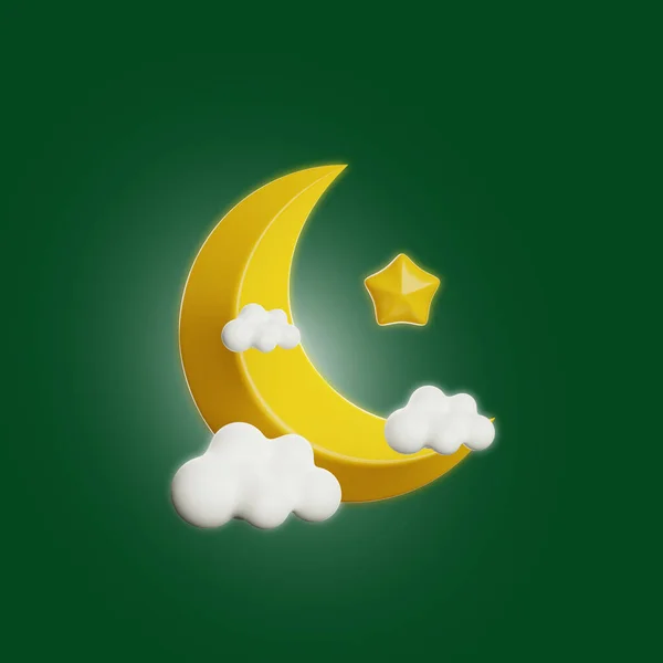 Ramadan Crescente Lua Estrelas Ícone Ilustração — Fotografia de Stock