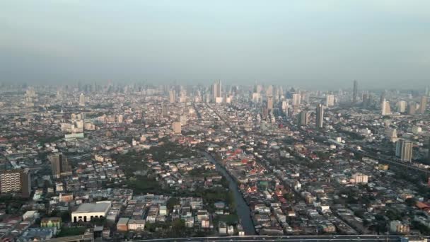 Splendida Vista Aerea Dello Skyline Della Città Bangkok Con Grattacieli — Video Stock