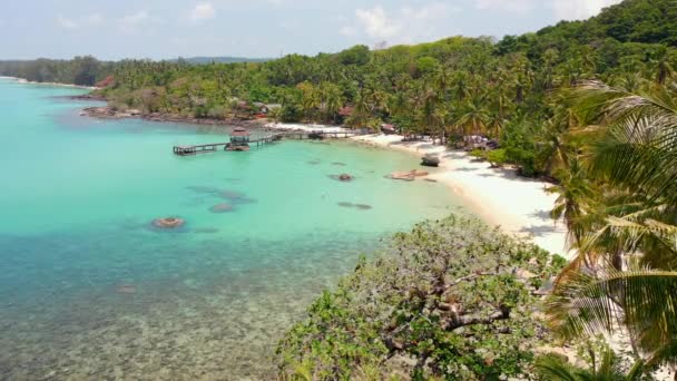 在泰国的一个天堂岛上 有着清澈的绿松石水 白沙和棕榈的迷人的田园诗般的热带海滩风景 — 图库视频影像