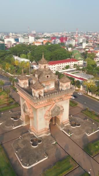Letecký Pohled Krásné Historické Centrum Města Vientiane Hlavní Město Laosu — Stock video