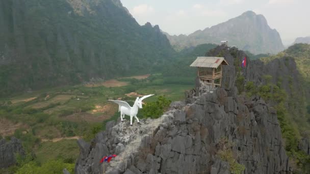 Paisajes Aéreos Picos Rocosos Vang Vieng Laos — Vídeo de stock