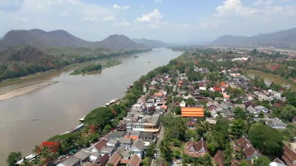 Widok Lotu Ptaka Miasto Luang Prabang Laosie — Wideo stockowe