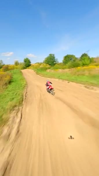 Fpv Motocykla Motocrossowego Dużych Prędkości Torze Koncepcje Sportów Ekstremalnych Wyścigów — Wideo stockowe