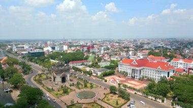 Laos 'un başkenti Vientiane' in havadan görünüşü