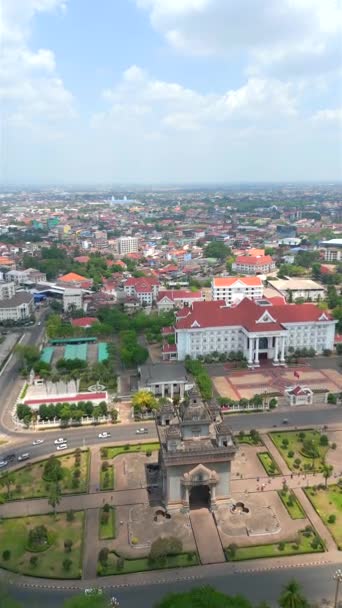 Luftaufnahme Von Vientiane Der Hauptstadt Von Laos — Stockvideo