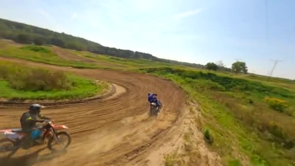 Fpv Riders Motocross Track High Speed — Stock Video