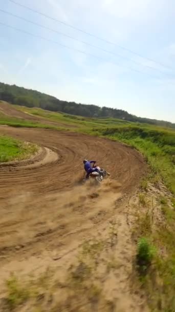 Fpv Riders Motocross Track Slow Motion High Speed — Stock Video