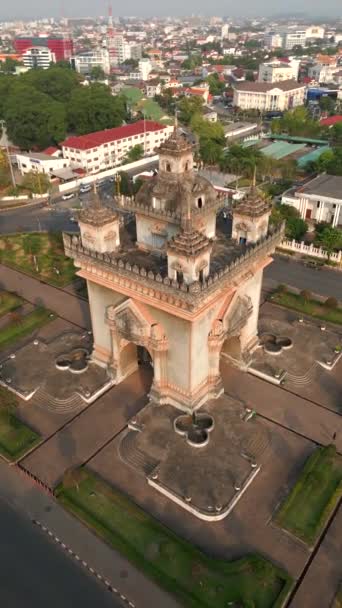 Vista Aérea Centro Cidade Vientiane Capital Laos — Vídeo de Stock