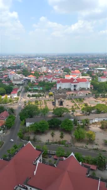 Vista Aérea Vientiane Capital Laos Vídeo Vertical — Vídeo de Stock