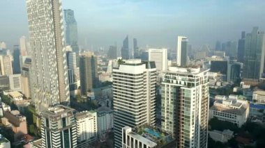 Tayland şehir merkezindeki Bangkok 'un hava manzarası. 