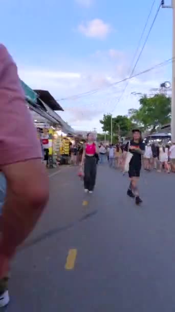 Turista Caminando Por Mercado Fin Semana Chatuchak Bangkok Tailandia Pov — Vídeos de Stock