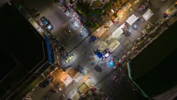 Légi Idő Kiesés Éjszakai Piac Forgalom Chiang Mai Thaiföld — Stock videók