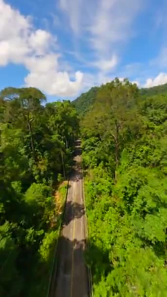 Samochód Jadący Drogą Tropikalnej Dżungli Tajlandii — Wideo stockowe