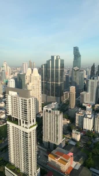 Letecký Pohled Centrum Bangkoku Při Východu Slunce Thajsku — Stock video