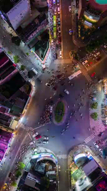 Légi Idő Kiesés Esti Forgalom Egy Kereszteződésben Minh Város Vietnam — Stock videók