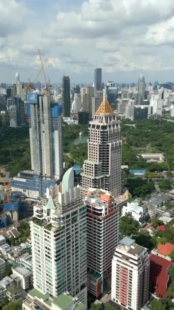 Widok Lotu Ptaka Centrum Miasta Lumpini Park Bangkoku Tajlandia — Wideo stockowe