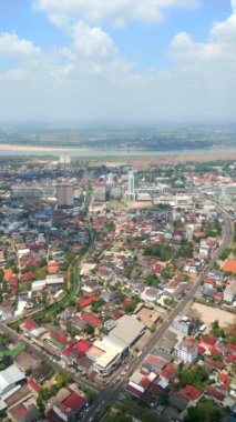 Laos 'un başkenti Vientiane' in havadan görünüşü