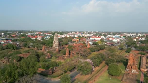 Tayland Daki Ayutthaya Antik Kentinin Havadan Görünüşü — Stok video