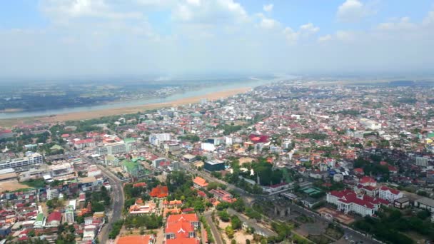 Вид Повітря Єнтьян Столицю Лаос — стокове відео