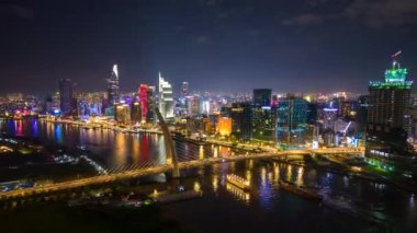 Ho Chi Minh Şehri, Vietnam 'ın gece vakti.