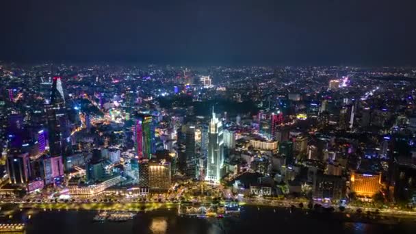 Night Timelapse Van Het Centrum Chi Minh City Saigon Vietnam — Stockvideo