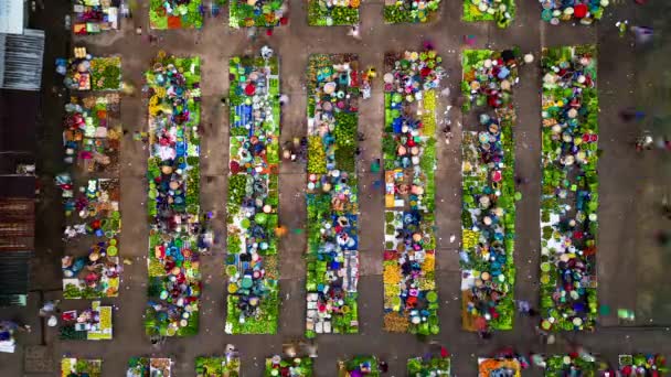 Top View Timelapse Kolorowe Lokalnego Rynku Rolników Świeżym Powietrzu Wietnamie — Wideo stockowe