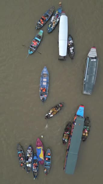 Luftaufnahme Des Cai Rang Floating Market Mekong Delta Can Tho — Stockvideo
