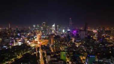 Ho Chi Minh Şehri, Vietnam 'ın gece vakti.