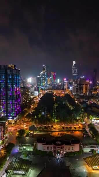 Night Timelapse Van Het Centrum Chi Minh City Vietnam — Stockvideo