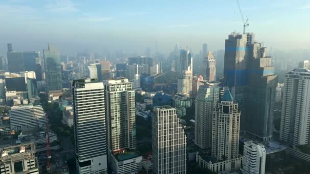 Air Pollution Downtown Bangkok Thailand Aerial — Stock Video