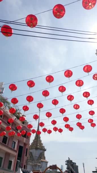 Lanternas Vermelhas Chinesas Simbolizando Riqueza Felicidade Celebração Ano Novo Lunar — Vídeo de Stock