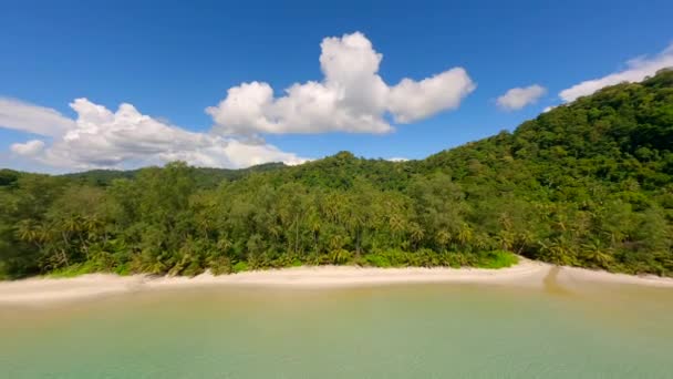 Kristalhelder Turquoise Water Wit Zandstrand Palmbomen Tropisch Paradijselijke Eiland Koh — Stockvideo