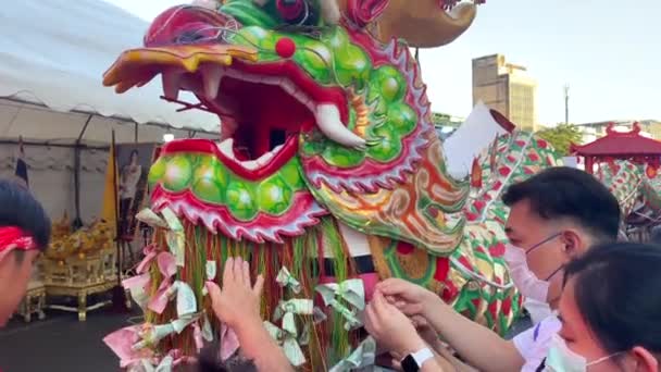 Σεληνιακή Πρωτοχρονιά Στην Chinatown Στην Μπανγκόκ Ταϊλάνδη — Αρχείο Βίντεο