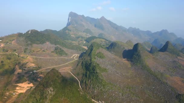 Paisagem Montanhosa Norte Vietnã Loop Giang — Vídeo de Stock