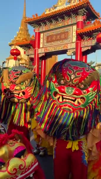 Κινεζική Πρωτοχρονιά Στην Chinatown Στην Μπανγκόκ Ταϊλάνδη — Αρχείο Βίντεο