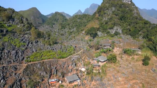 Вид Воздуха Горную Этническую Деревню Петле Джанг Северном Вьетнаме — стоковое видео