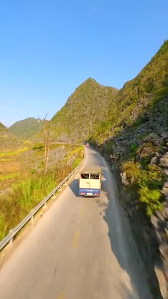 Camion Guida Strada Panoramica Montagna Sul Loop Giang Vietnam Del — Video Stock