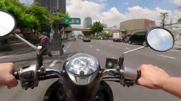 Hyperlapse Motorcycle Riding Road Traffic Bangkok Thailand Pov — Stock Video