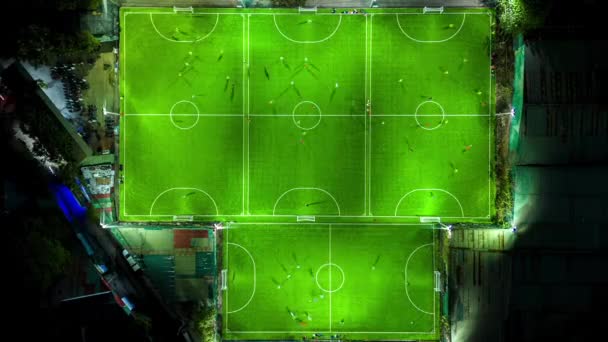 Czas Antenowy Upływu Boiska Piłki Nożnej Podczas Meczu Nocy — Wideo stockowe
