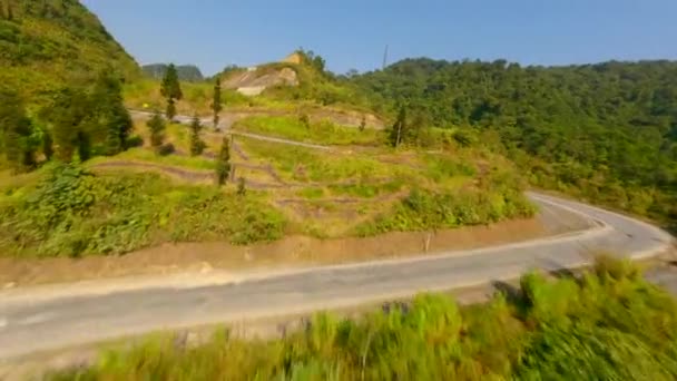 Fpv Strada Panoramica Tortuosa Montagna Sul Giang Loop Vietnam Del — Video Stock