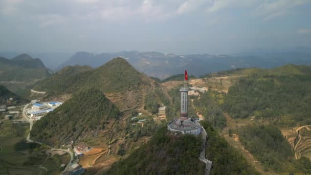 Luftaufnahme Des Lung Flaggenturms Der Provinz Giang Dem Nördlichsten Punkt — Stockvideo