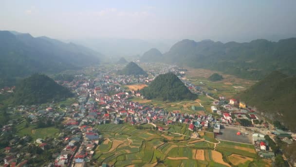 Aerial View Vietnamese Village Valley Giang Loop North Vietnam — Stock Video