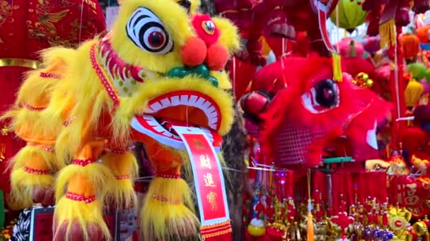 Decorações Leão Para Celebração Ano Novo Chinês — Vídeo de Stock