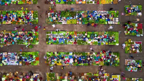 Time Lapse Colorful Local Outdoor Farmers Market Rural Vietnam — Stock Video