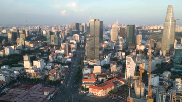 Downtown Chi Minh City Vid Solnedgången Vietnam — Stockvideo