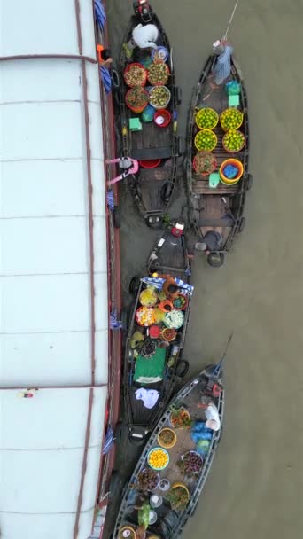 Cai Rang Mercado Flutuante Delta Mekong Vietnã — Vídeo de Stock